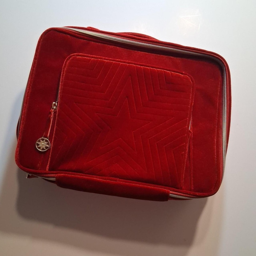 Estee Lauder Red velvet makeup bag with star design zipper pull